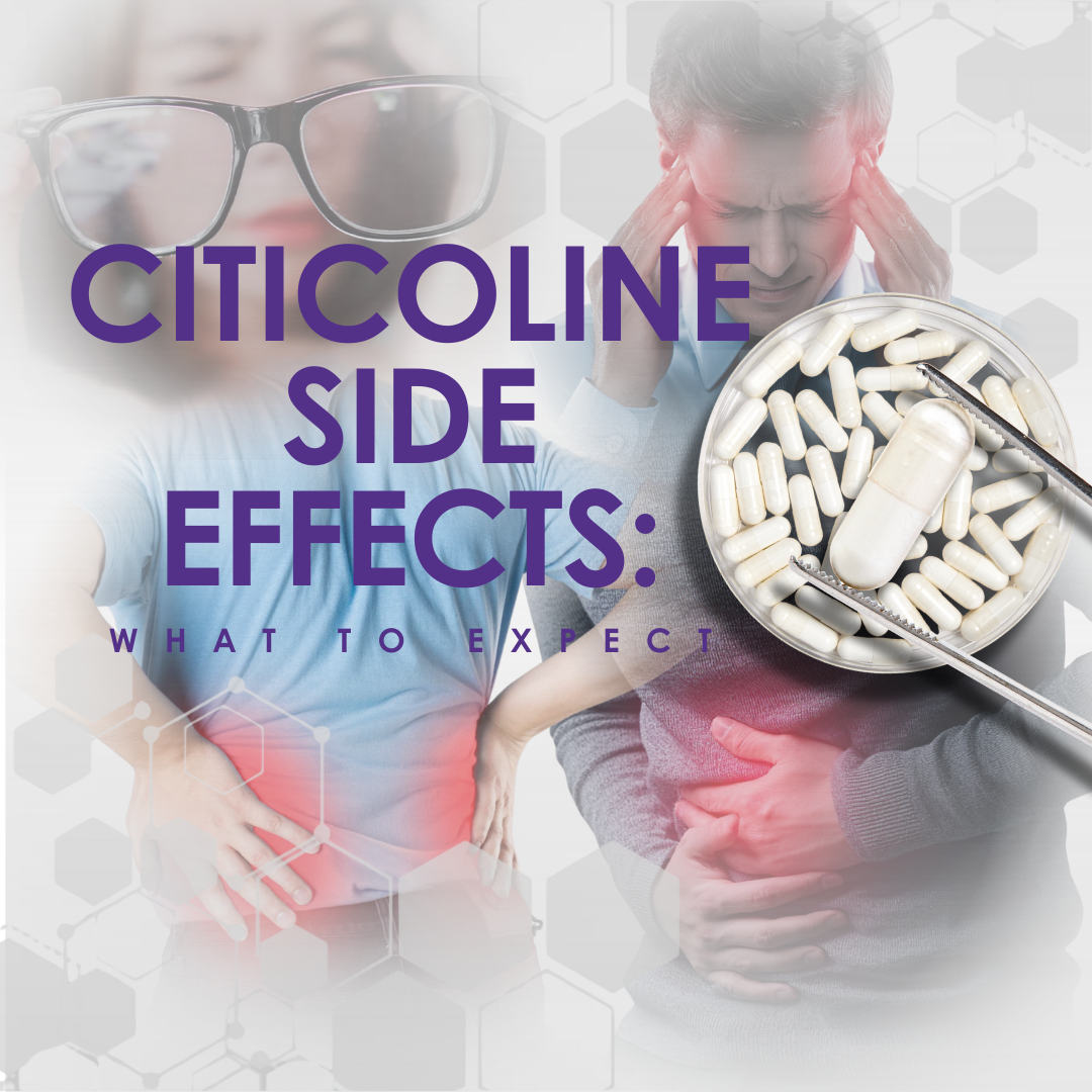 Citicoline side effects what to expect with supplement capsules and brain health imagery