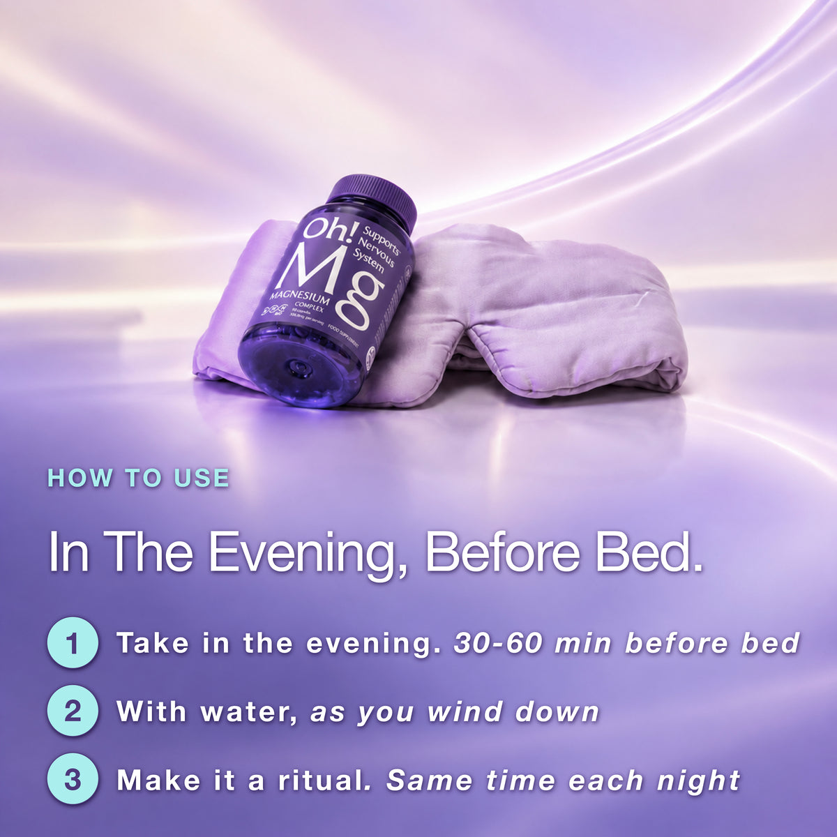 Oh!Mg Magnesium for Sleep | Bisglycinate, Taurate & Lactate