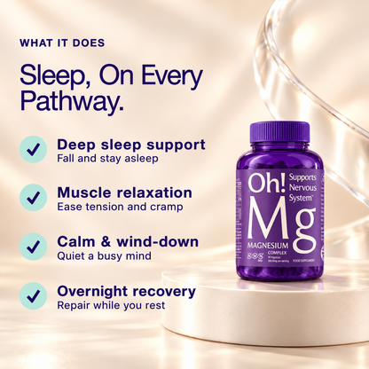 Oh!Mg Magnesium for Sleep | Bisglycinate, Taurate & Lactate
